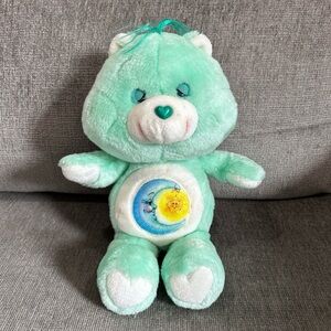 Vintage 1983 Kenner Care Bears Bedtime Bear Teal Stuffed Animal Plush 13” sleepy